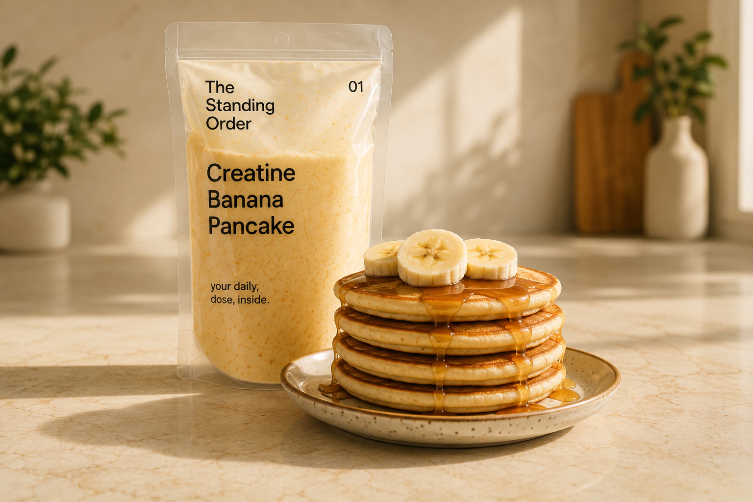 Creatine Banana Pancake pack with pancakes