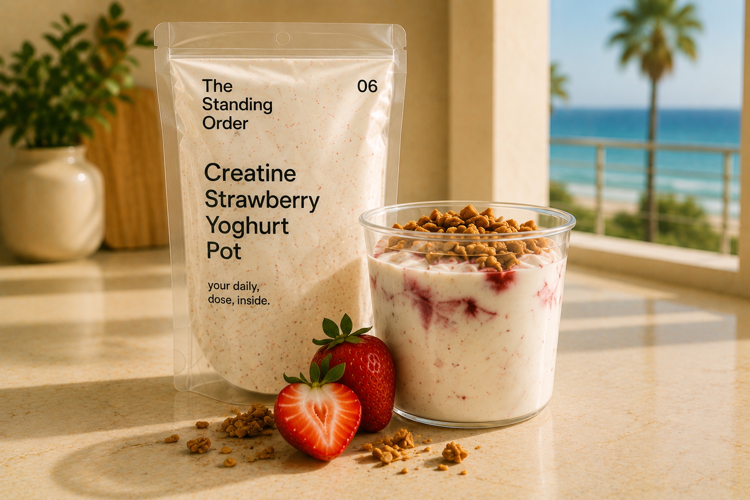 Creatine Strawberry Yoghurt Pot with granola